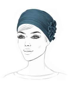 Turban bleu pétrole préformé en bambou