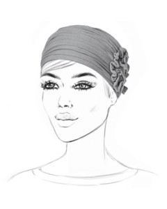 No-Tie Grey Turban with a Flower