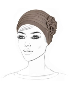 Preformed  Brown Turban with Flower