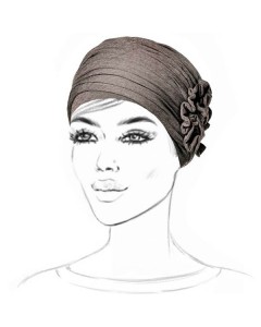 Preformed Taupe Turban with Flower