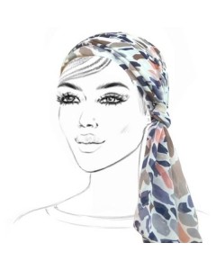 Headscarf with Brown, Blue and Pink Pattern