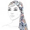 Foulard tacheté beige, bleu et rose