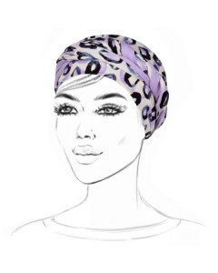 Preformed Purple Leopard Headscarf
