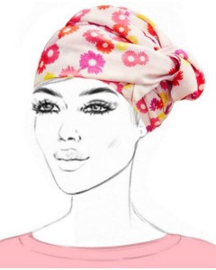 Headscarf with Pink, Orange & Red Floral Patterns