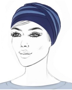 No-Tie Blue Turban with Light Blue Drapping