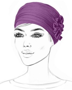 Preformed Purple Turban with Flower