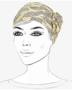 No-Tie Yellow Turban with Lemon Design