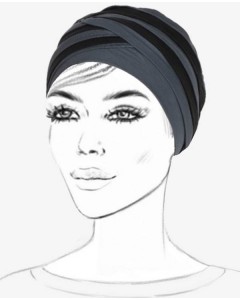 Turban noir et gris avec un croisé