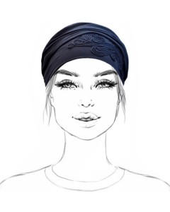 Preformed Black Turban with Embroideries