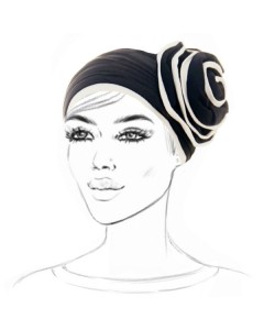 Black Turban in Bamboo with a Clipable Flower