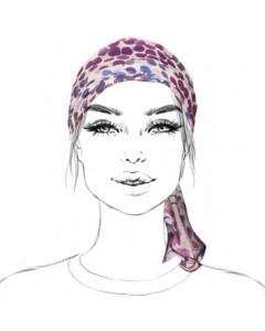 Blue and Purple Headscarf in Silk and Cashmere