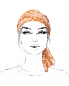 Beige and Ocre Headscarf in Silk and Cashmere