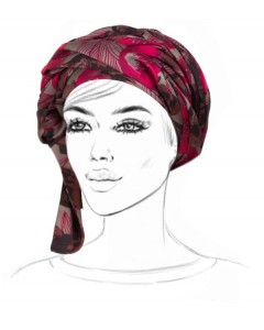 Foulard motif fleuri fushia, beige et marron